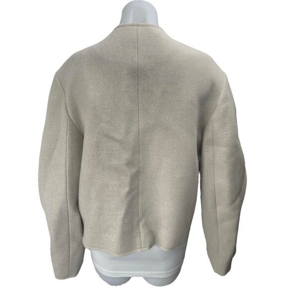 H&M Women's Beige Wool Long Sleeve Wrapover V Neck Sweater Coat Jacket Size S - Picture 2 of 3